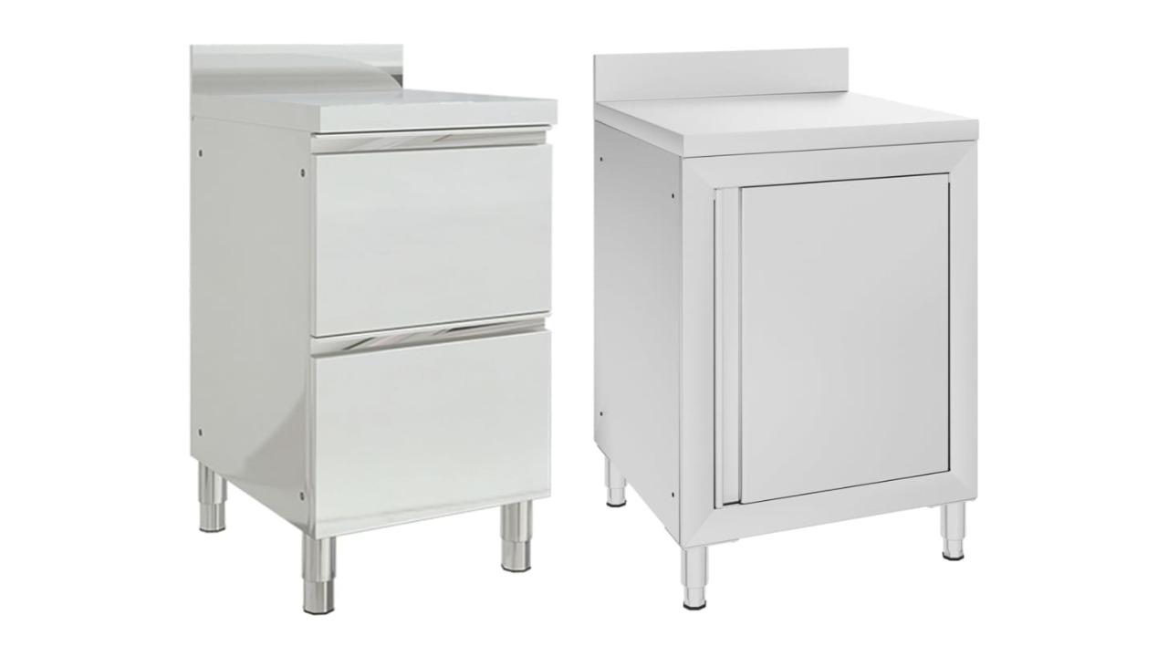 vidaXL 2 Piece Stainless Steel Commercial Kitchen Cabinet with 2 Drawer 