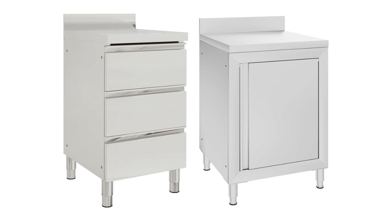 vidaXL 2 Piece Silver Stainless Steel Commercial Kitchen Cabinet