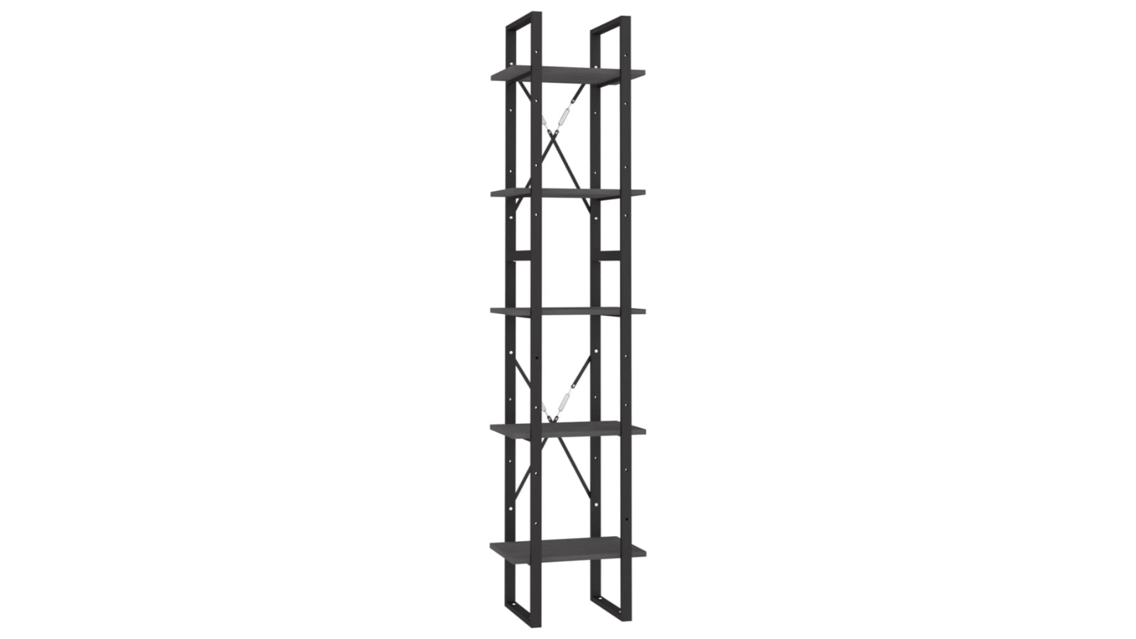vidaXL 5-Tier Grey Pine Wood 40 x 30 x 175cm Book Cabinet