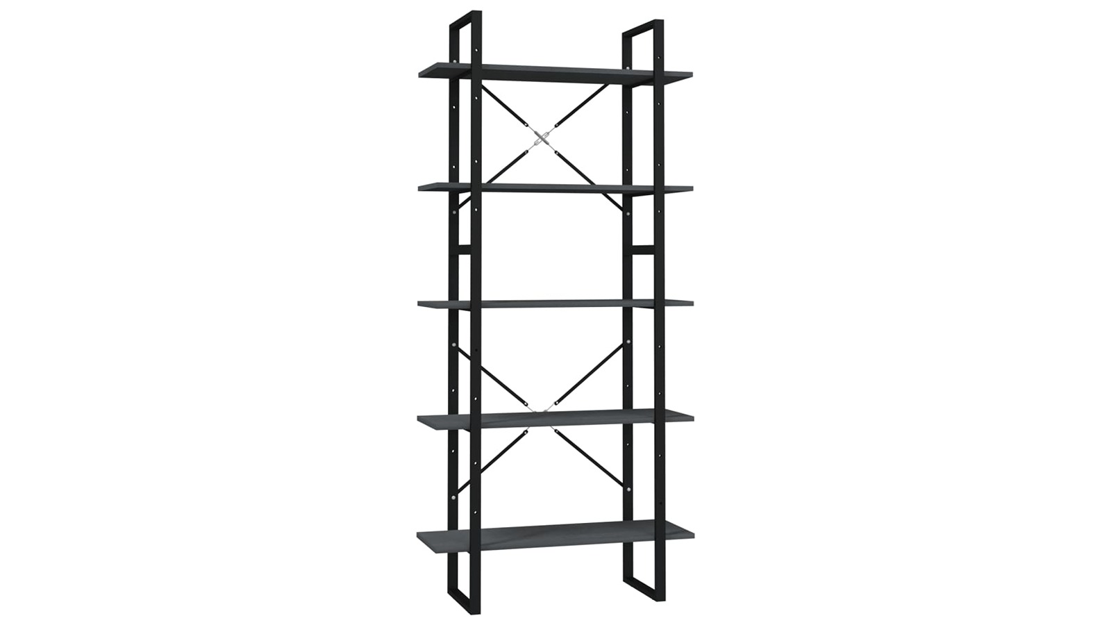 vidaXL 5-Tier Grey Pine Wood 80 x 30 x 175cm Book Cabinet