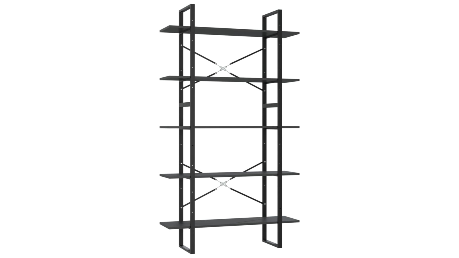 vidaXL 5-Tier Grey Engineered Wood 100 x 30 x 175cm Book Cabinet 