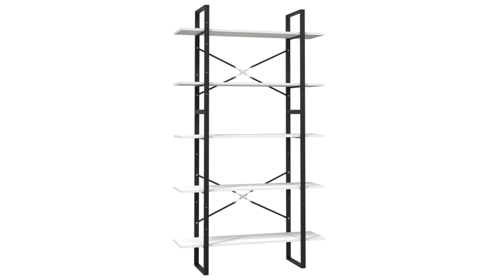 vidaXL 5-Tier White Pine Wood 100 x 30 x 175cm Book Cabinet