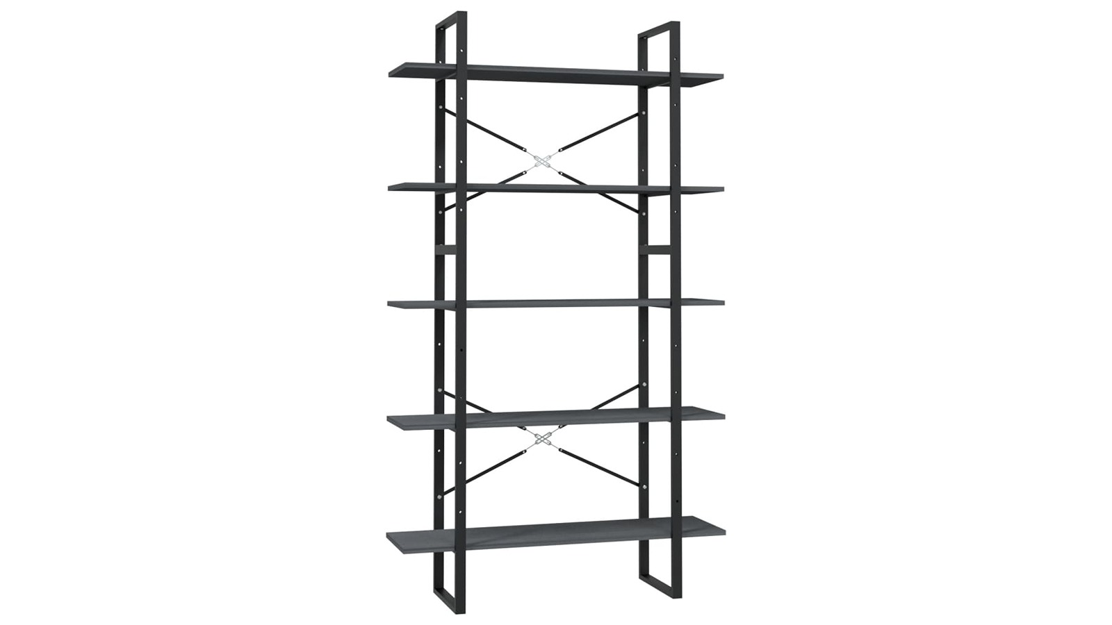 vidaXL 5-Tier Grey Pine Wood 100 x 30 x 175cm Book Cabinet