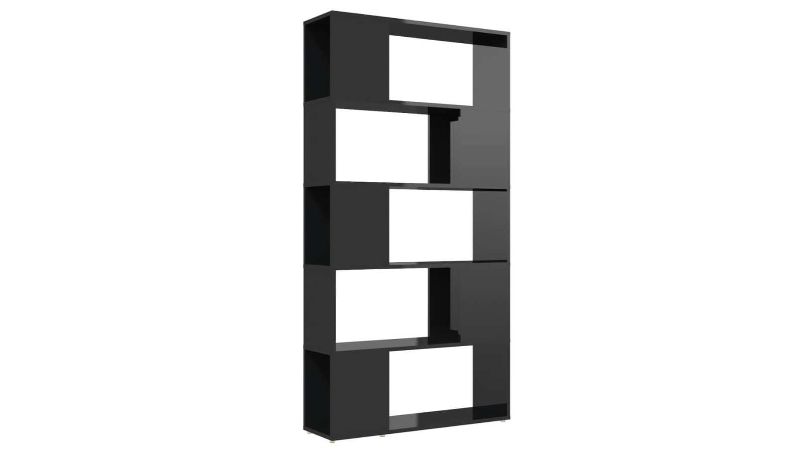 vidaXL High Gloss Black Engineered Wood 80 x 24 x 155cm Book Cabinet/Room Divider