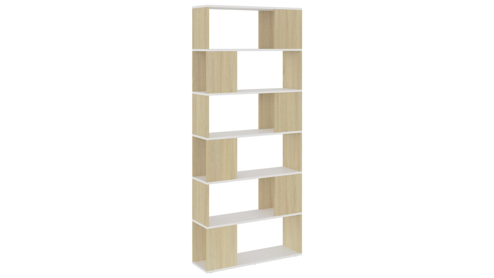 vidaXL White/Sonoma Oak Engineered Wood 80 x 24 x 186cm Book Cabinet/Room Divider