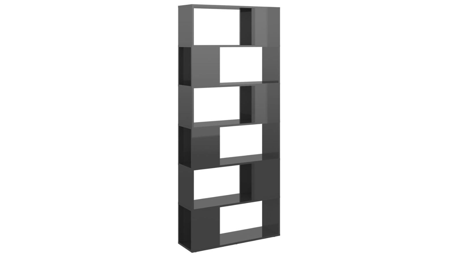 vidaXL High Gloss Grey Engineered Wood 80 x 24 x 186cm Book Cabinet/Room Divider 