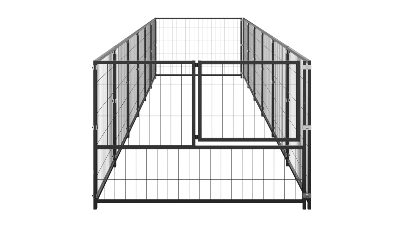 vidaXL Black Steel 6 SQM Dog Kennel 600 x 100 x 70cm Harvey Norman