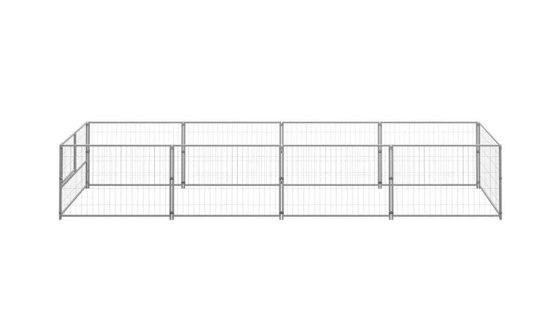 vidaXL Silver Steel 4 SQM Dog Kennel 400 x 100 x 70cm Harvey Norman