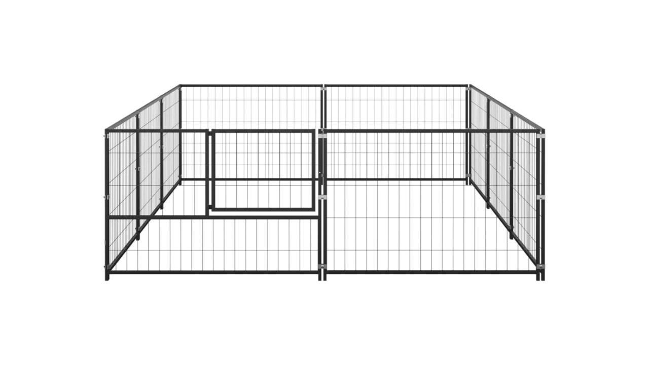 vidaXL Black Steel 6 SQM Dog Kennel 300 x 200 x 70cm Harvey Norman