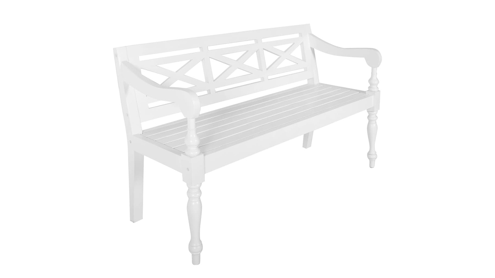 vidaXL White Solid Mahogany Wood 123cm Batavia Bench