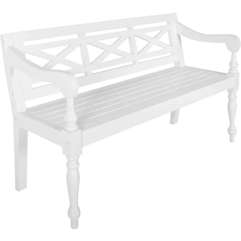 vidaXL White Solid Mahogany Wood 123cm Batavia Bench