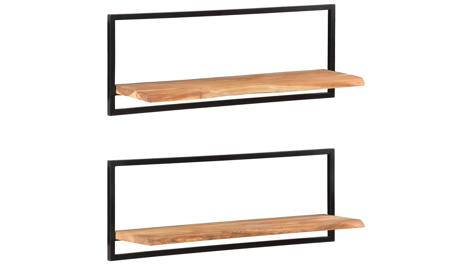 vidaXL 2 Piece Solid Wood Acacia and Steel Wall Shelve - 100 x 24 x 35cm