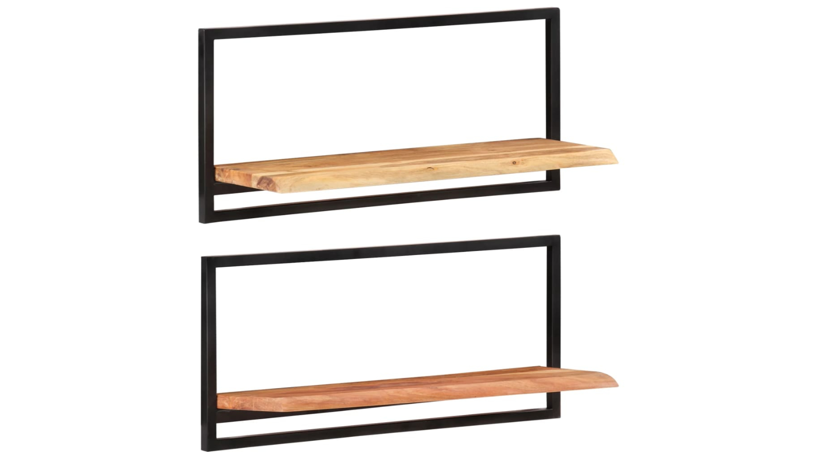 vidaXL 2 Piece Solid Wood Acacia and Steel 80 x 25 x 35cm Wall Shelves