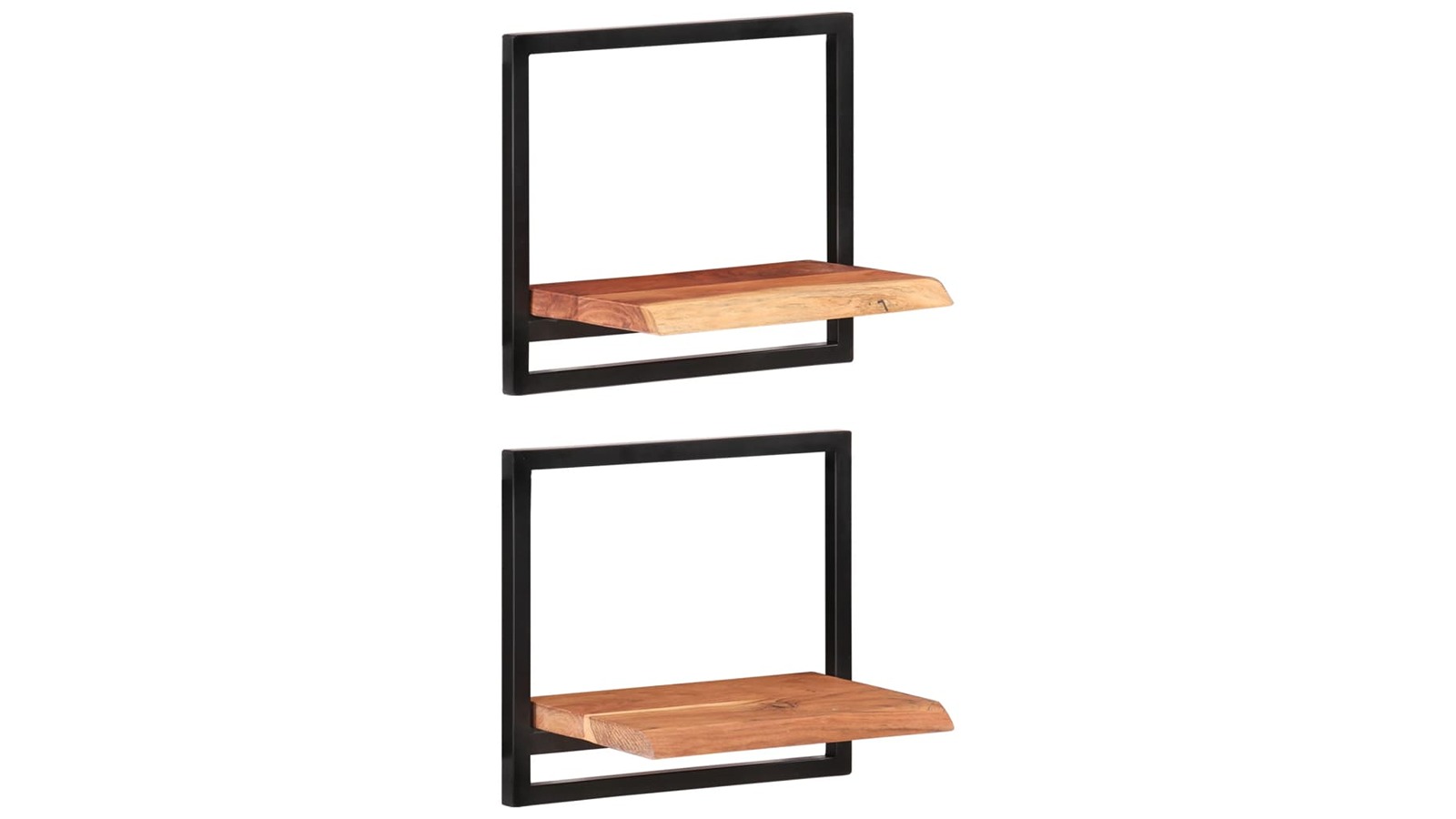 vidaXL 2 Piece Solid Wood Acacia and Steel Wall Shelve - 40 x 24 x 35cm