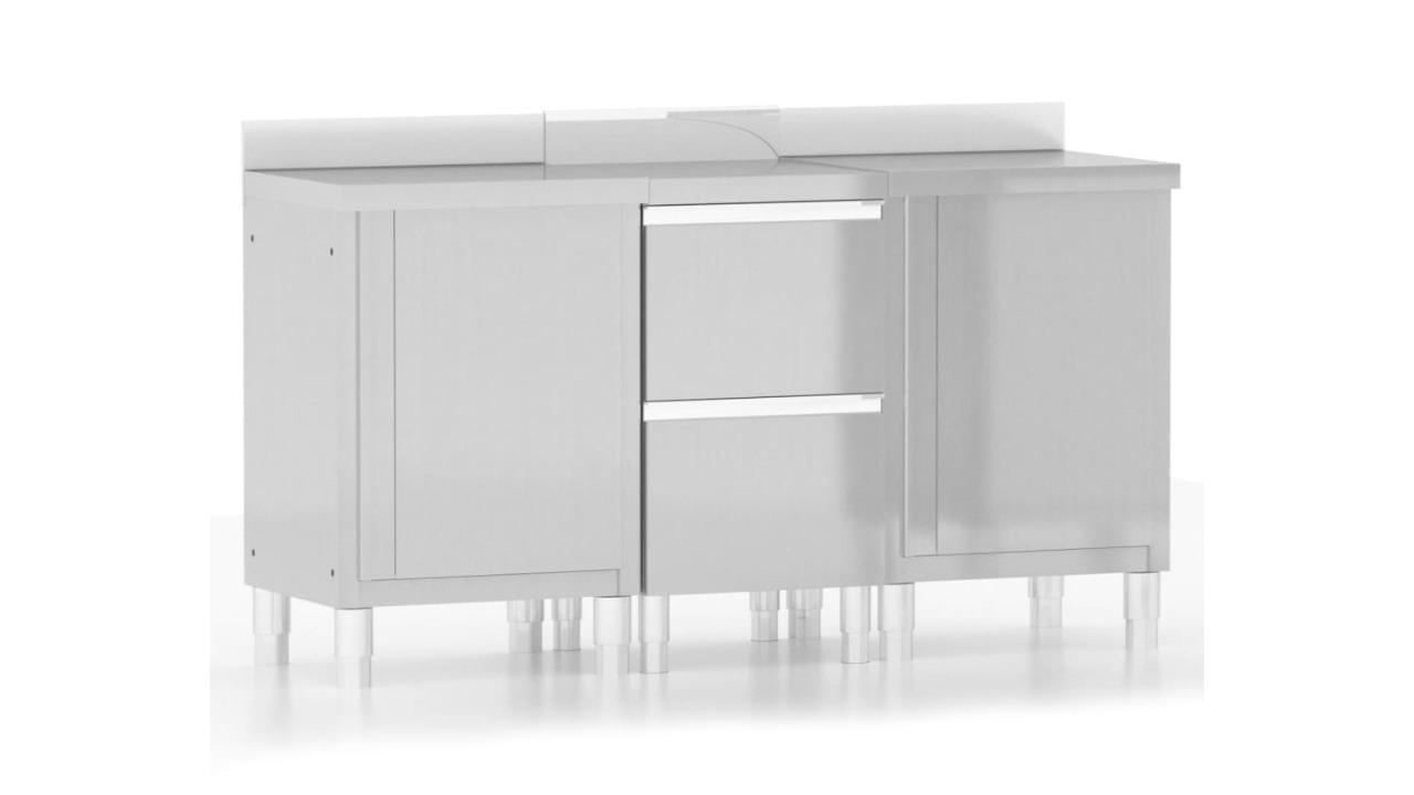 vidaXL 3 Piece Silver Stainless Steel Commercial Kitchen Cabinet