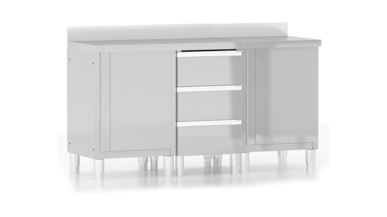 vidaXL 3 Piece Stainless Steel Commercial Kitchen Cabinet