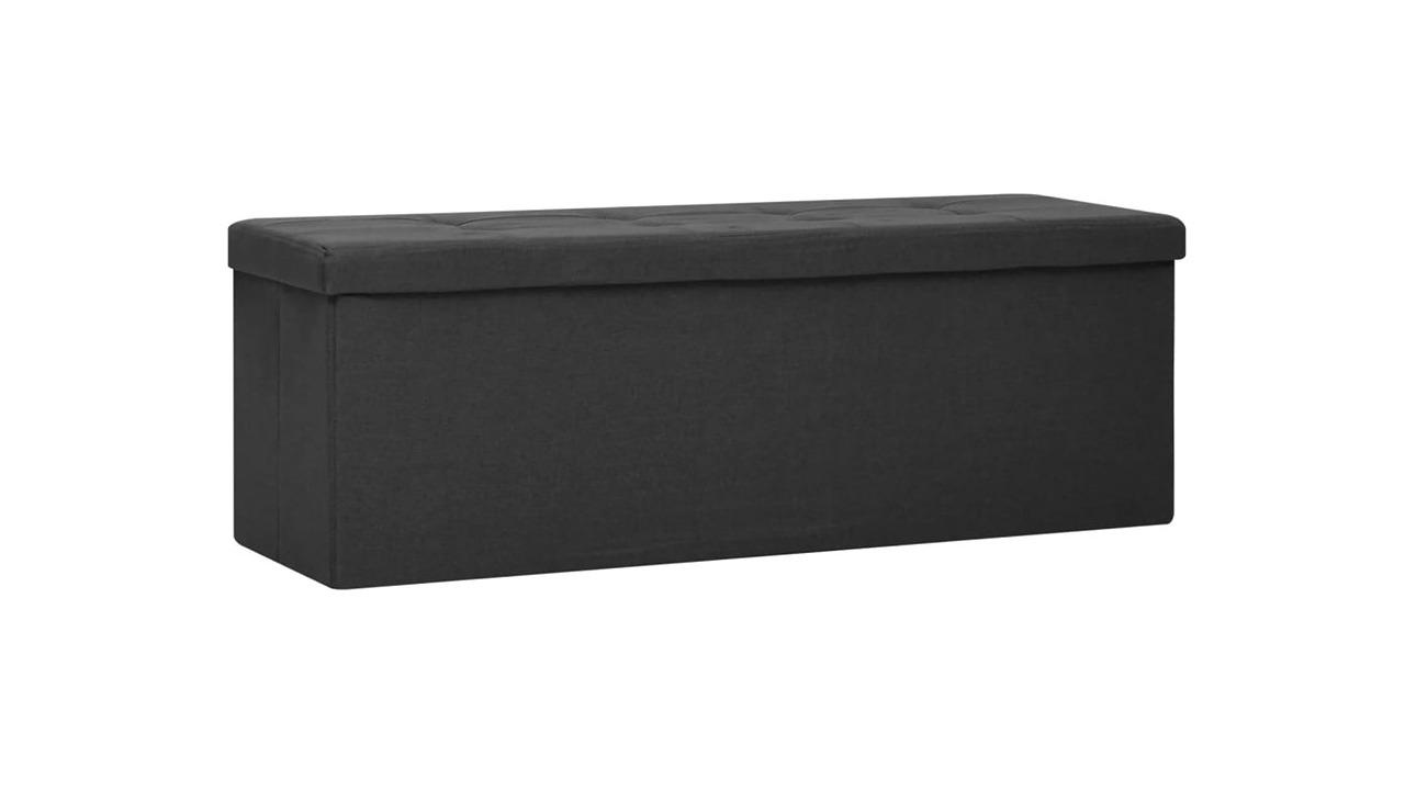 vidaXL Black Faux Linen Folding Storage Bench