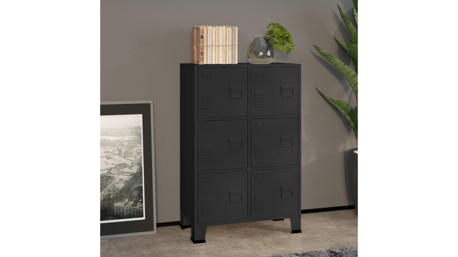 vidaXL Industrial Filing 75 x 40 x 115cm Metal Black Harvey Norman