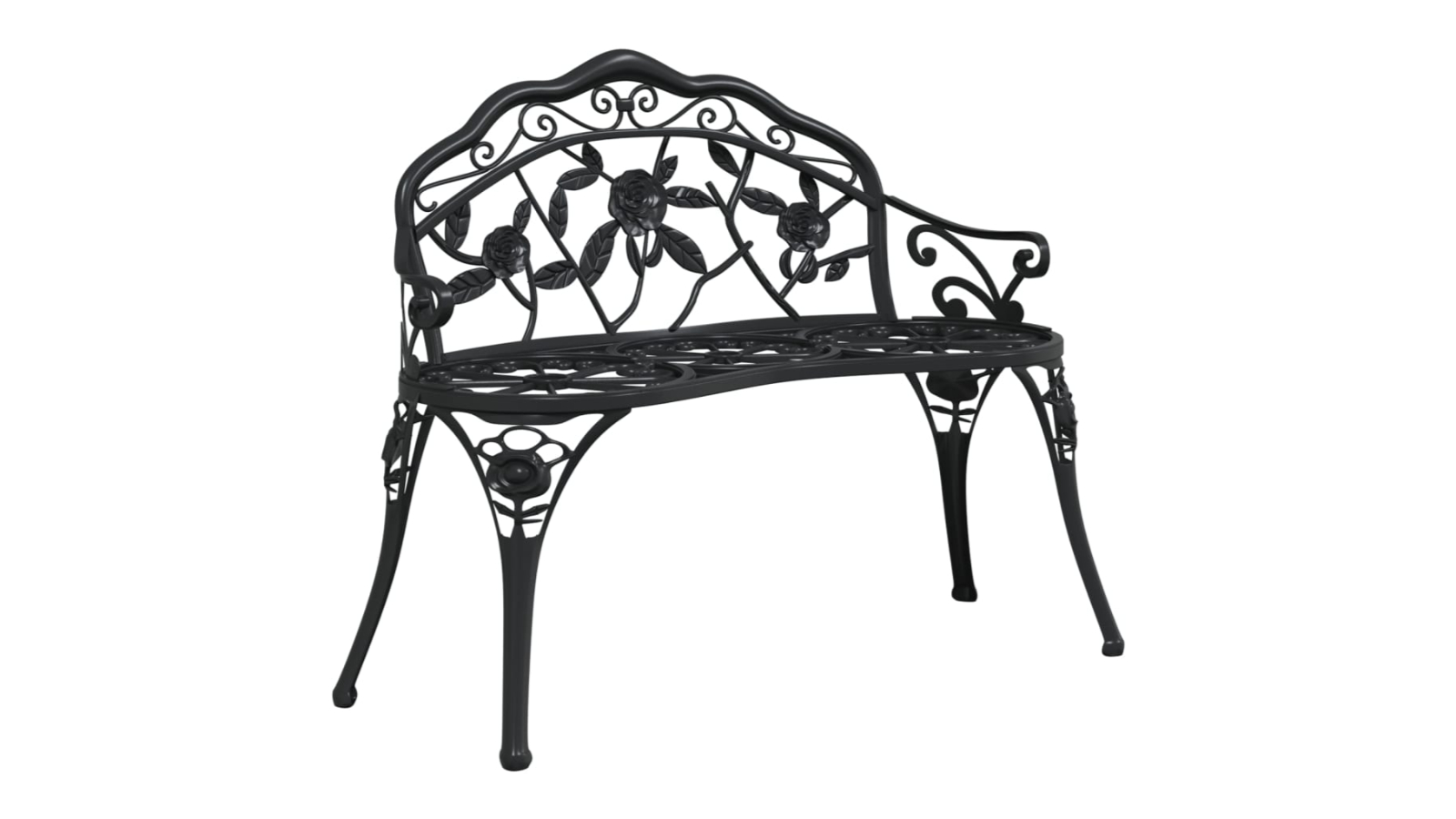 vidaXL Black Cast Aluminium 99cm Garden Bench