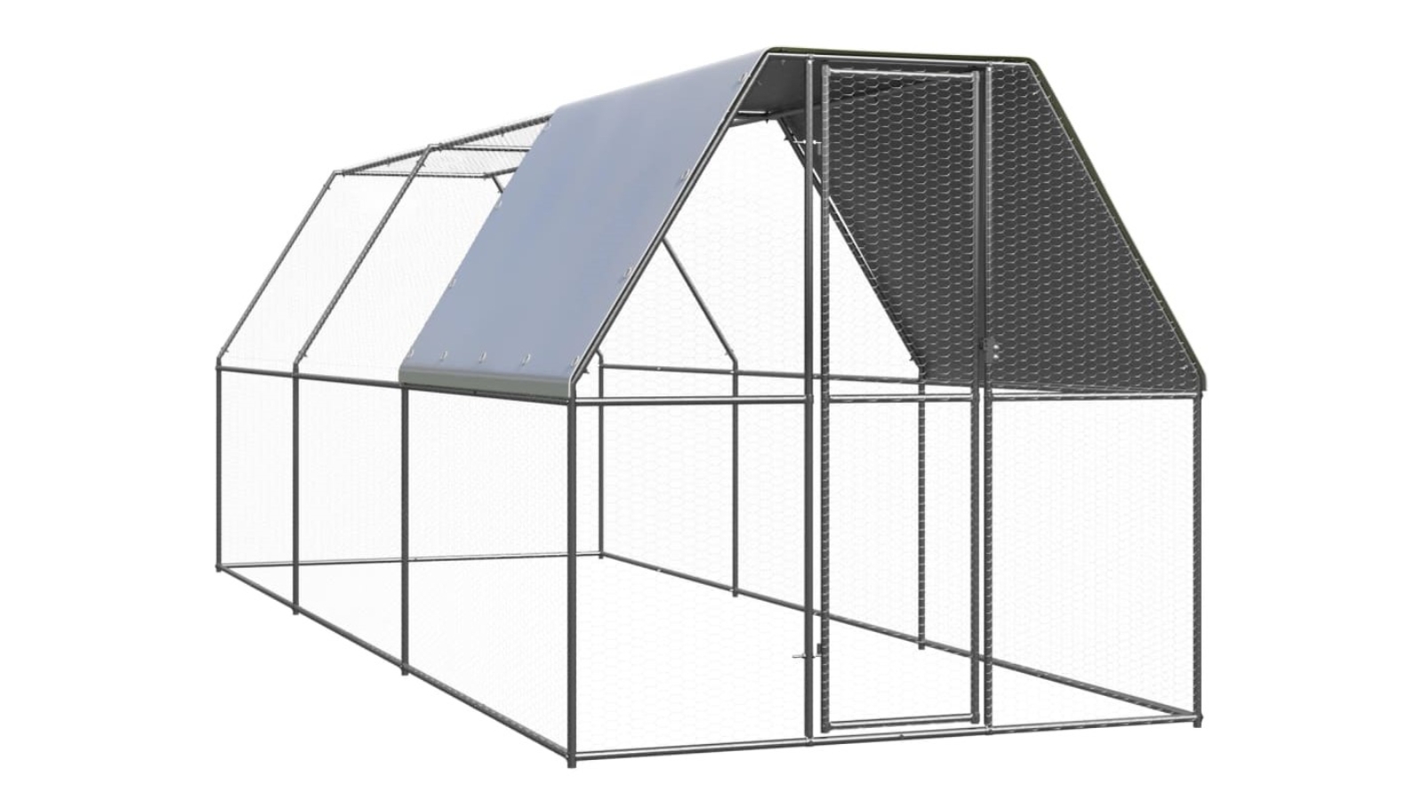 vidaXL Outdoor Chicken Cage Galvanised Steel - 2 x 6 x 2 Metre