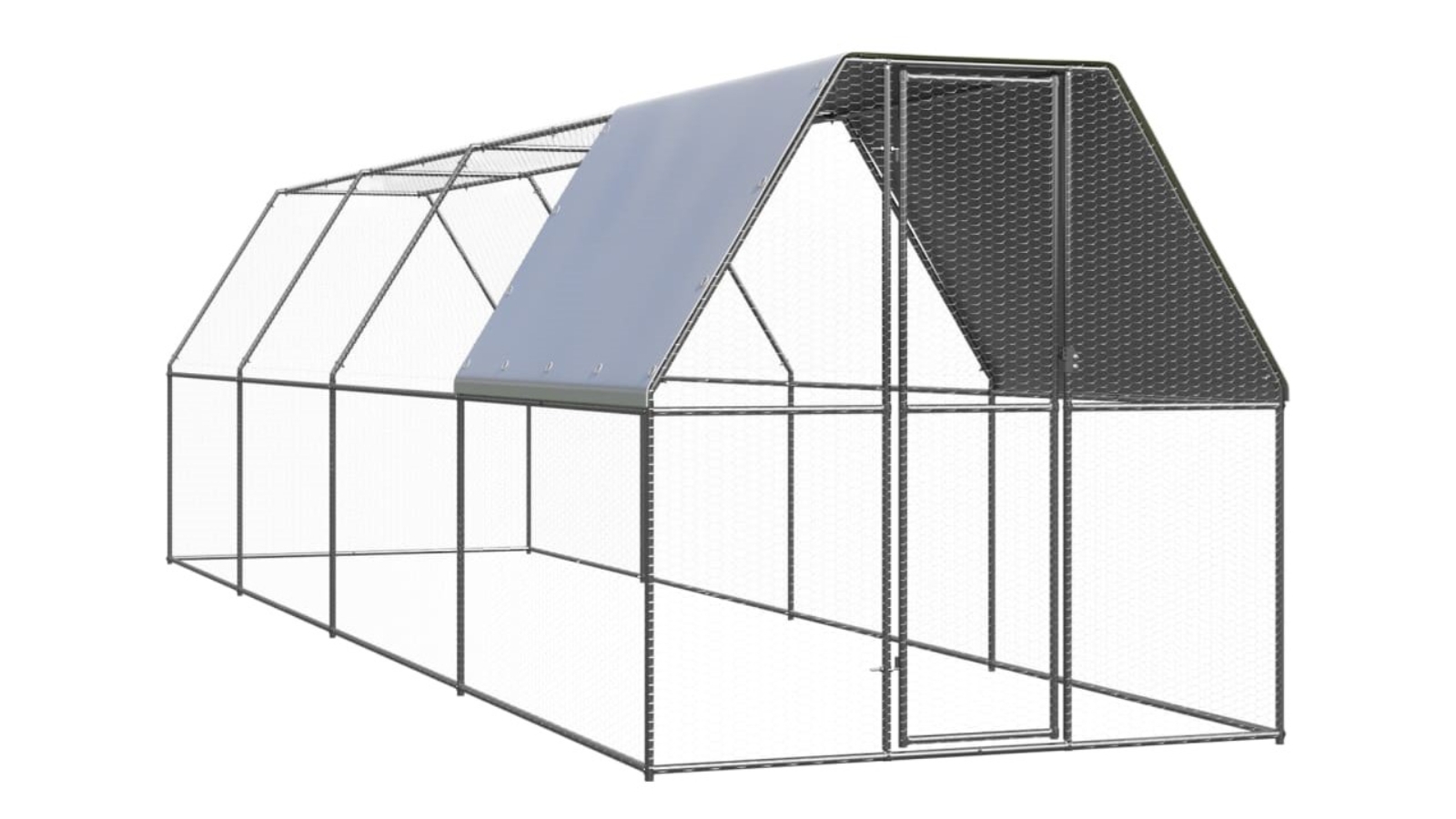 vidaXL Outdoor Chicken Cage Galvanised Steel - 2 x 8 x 2 Metre