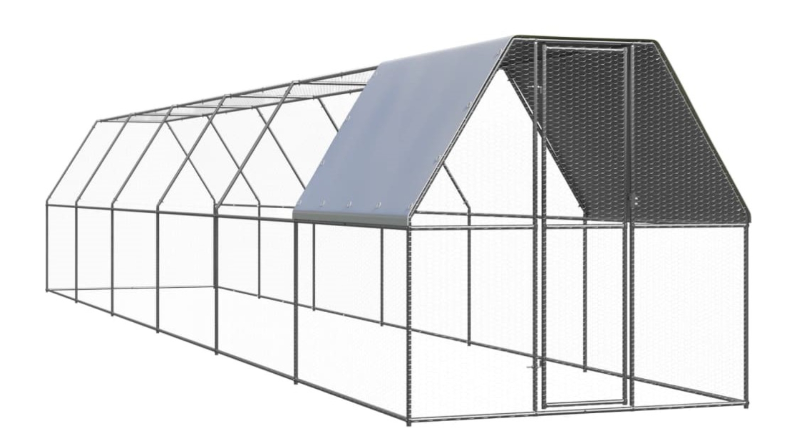 vidaXL Outdoor Chicken Cage Galvanised Steel - 2 x 12 x 2 Metre