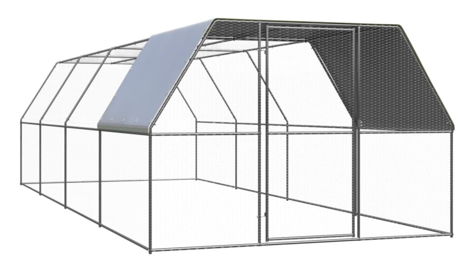 vidaXL Outdoor Chicken Cage Galvanised Steel - 3 x 8 x 2 Metre