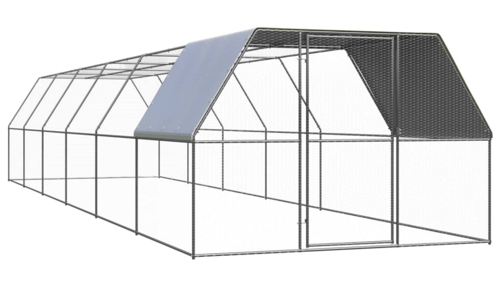 vidaXL Outdoor Chicken Cage Galvanised Steel - 3 x 12 x 2 Metre