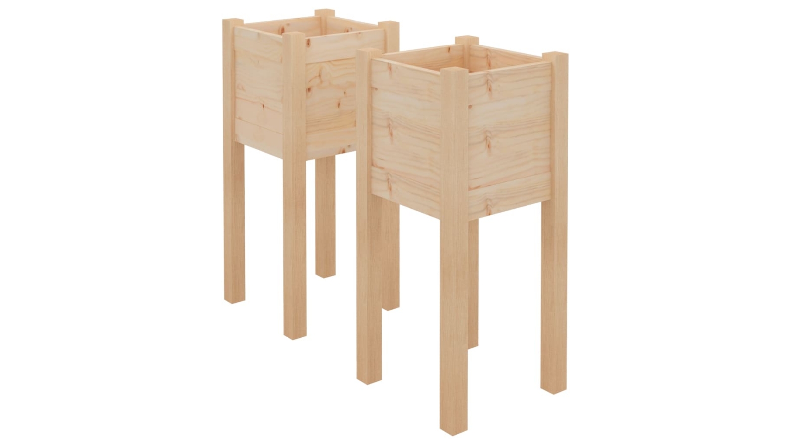 vidaXL 2 Piece Solid Pinewood Garden Planters - 31 x 31 x 70cm