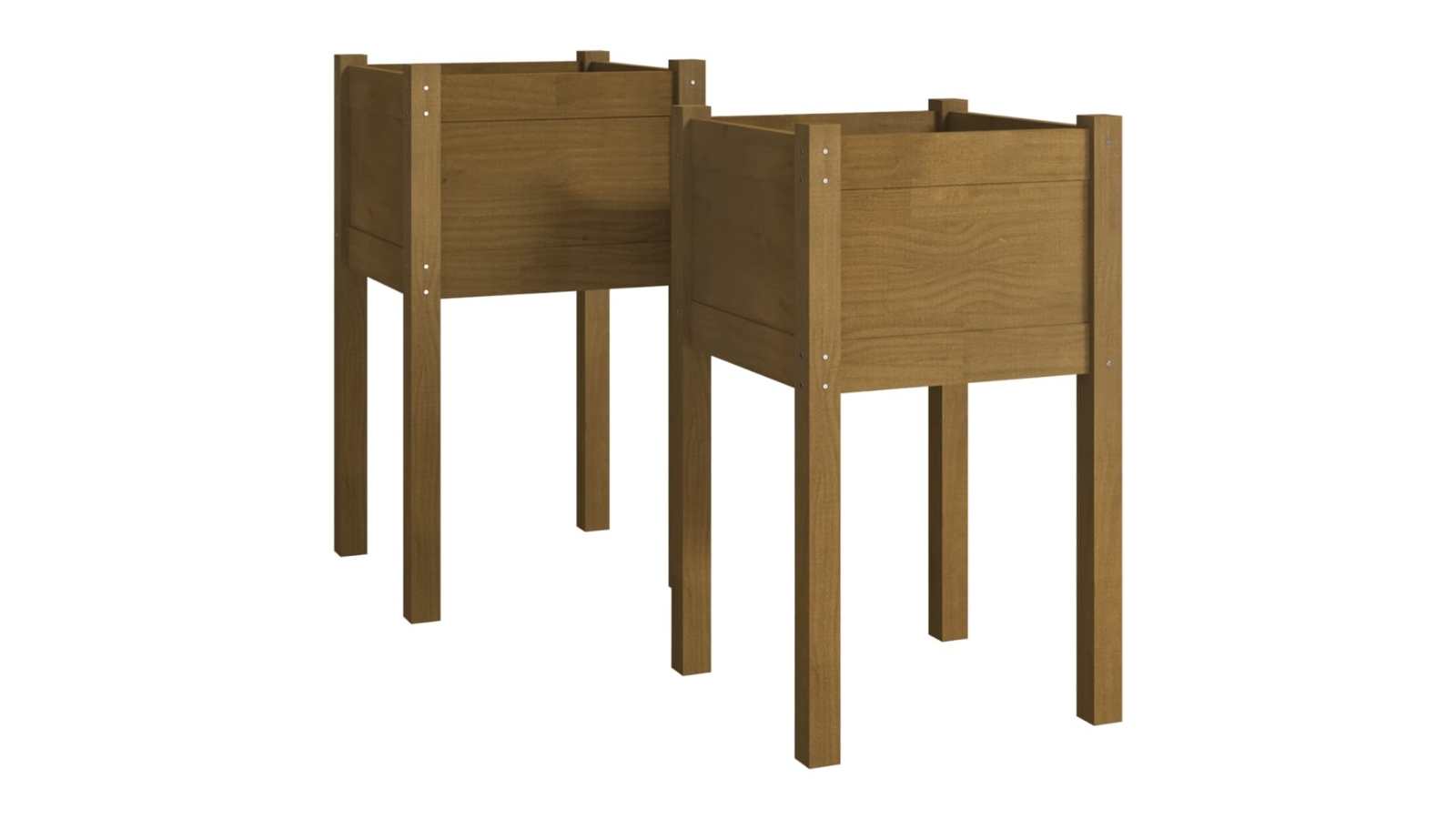 vidaXL 2 Piece Solid Pinewood 40 x 40 x 70cm Garden Planters - Honey Brown