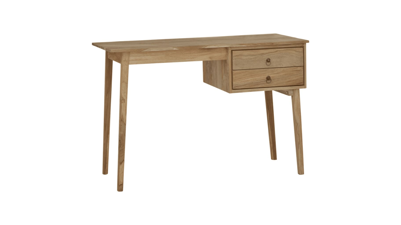 vidaXL Solid Wood Teak 110 x 52 x 75cm Desk with 2-Drawer