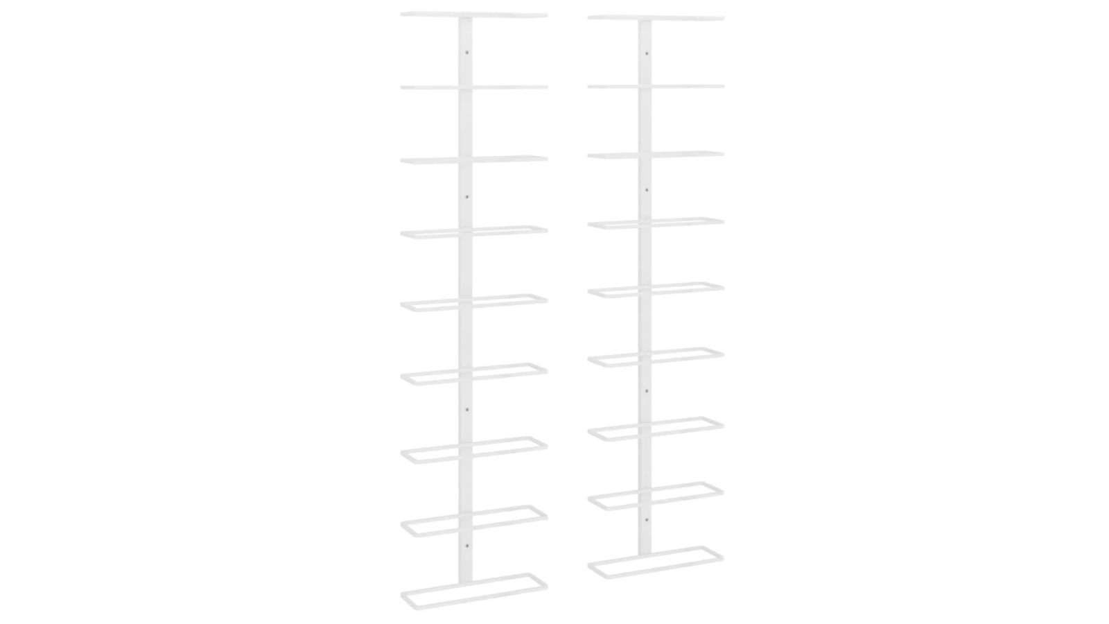 vidaXL 2 Piece White Iron Wall-Mounted Wine Rack for 9 Bottles
