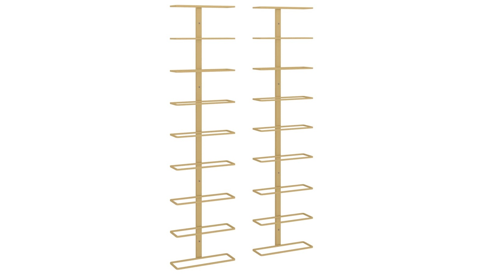 vidaXL 2 Piece Gold Iron Wall Mounted Wine Rack for 9 Bottle
