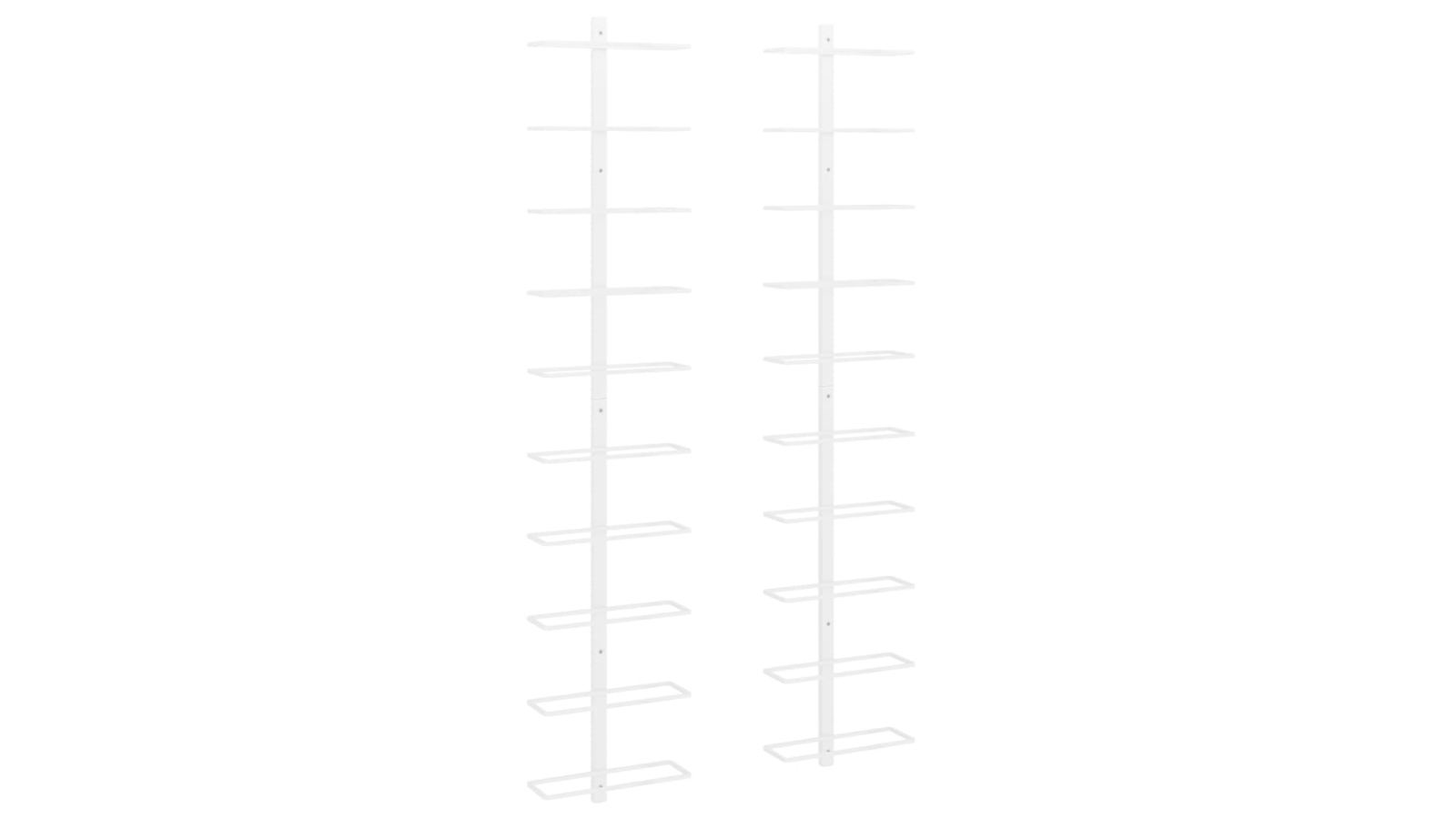 vidaXL 2 Piece White Metal Wall-Mounted Wine Rack for 10 Bottles
