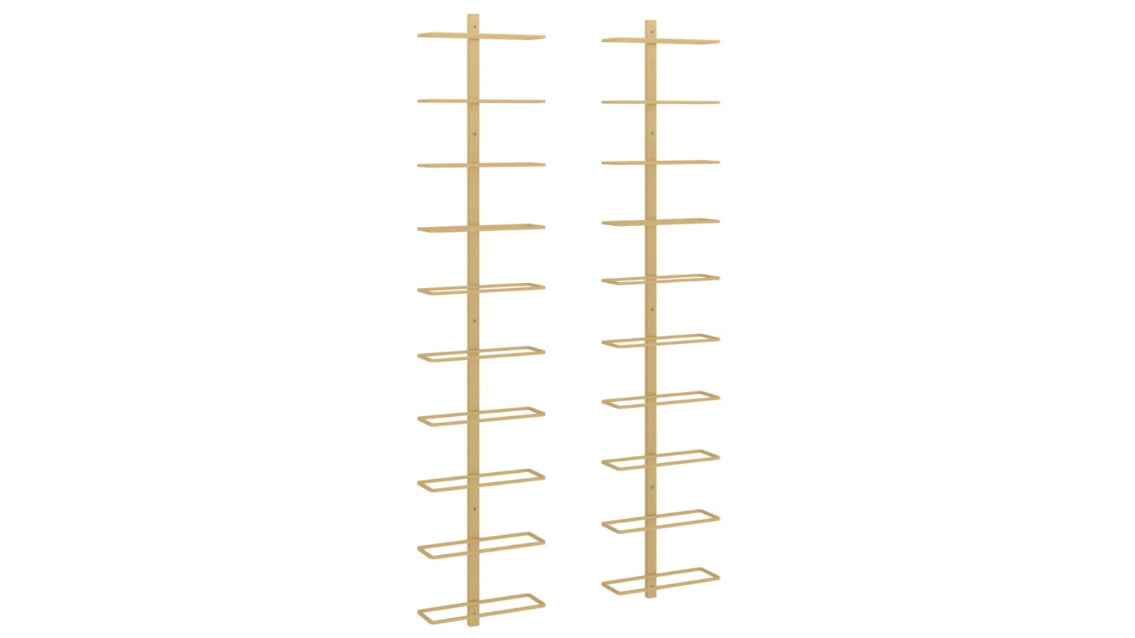 vidaXL 2 Piece Gold Metal Wall-Mounted Wine Rack for 10 Bottles