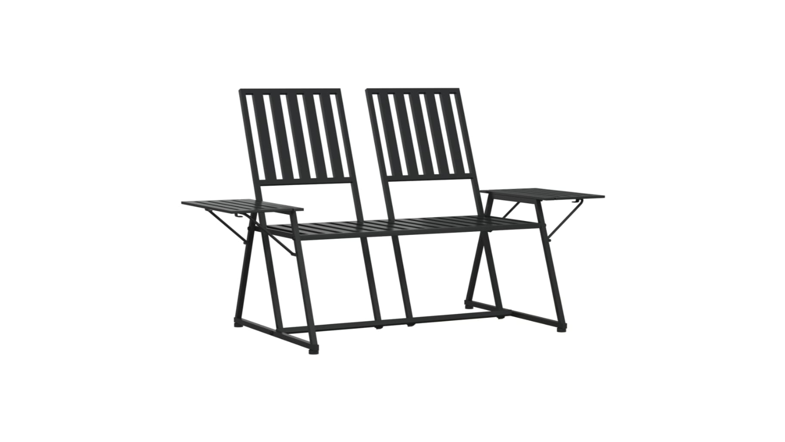 vidaXL 2-Seater Black Steel 165cm Garden Bench