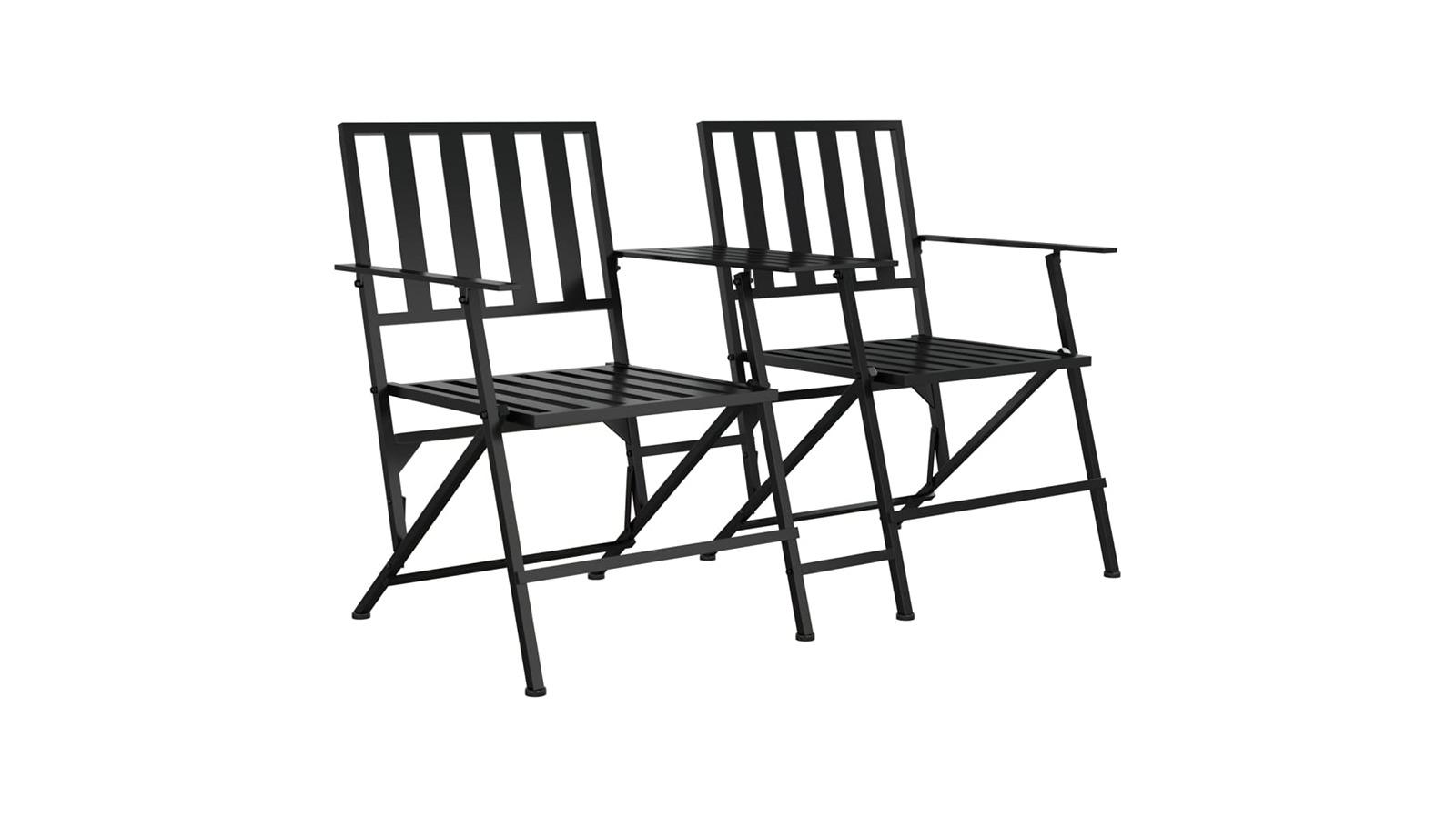 vidaXL 2-Seater Black Steel 137cm Folding Garden Bench