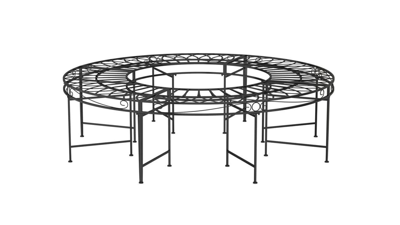 vidaXL Black Steel 160cm Round Tree Bench