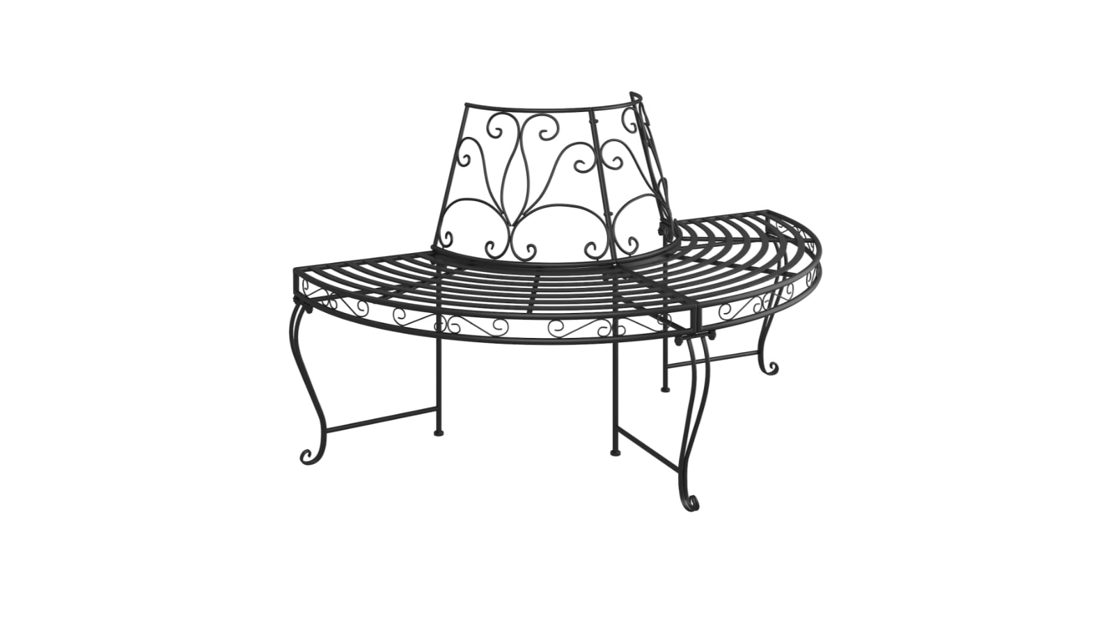 vidaXL Black Steel Half Round 160cm Tree Bench