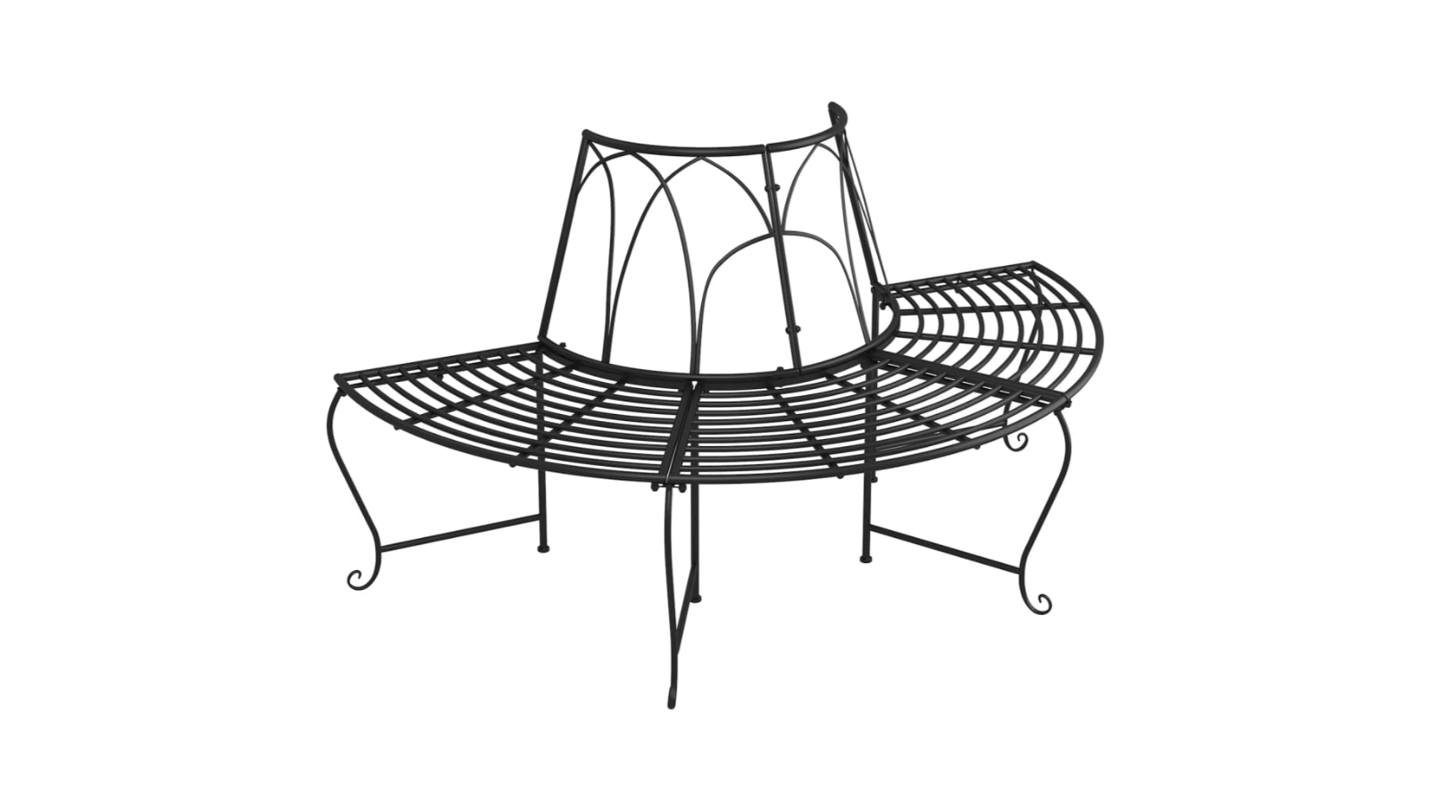 vidaXL Black Steel Half Round Tree 159cm Bench