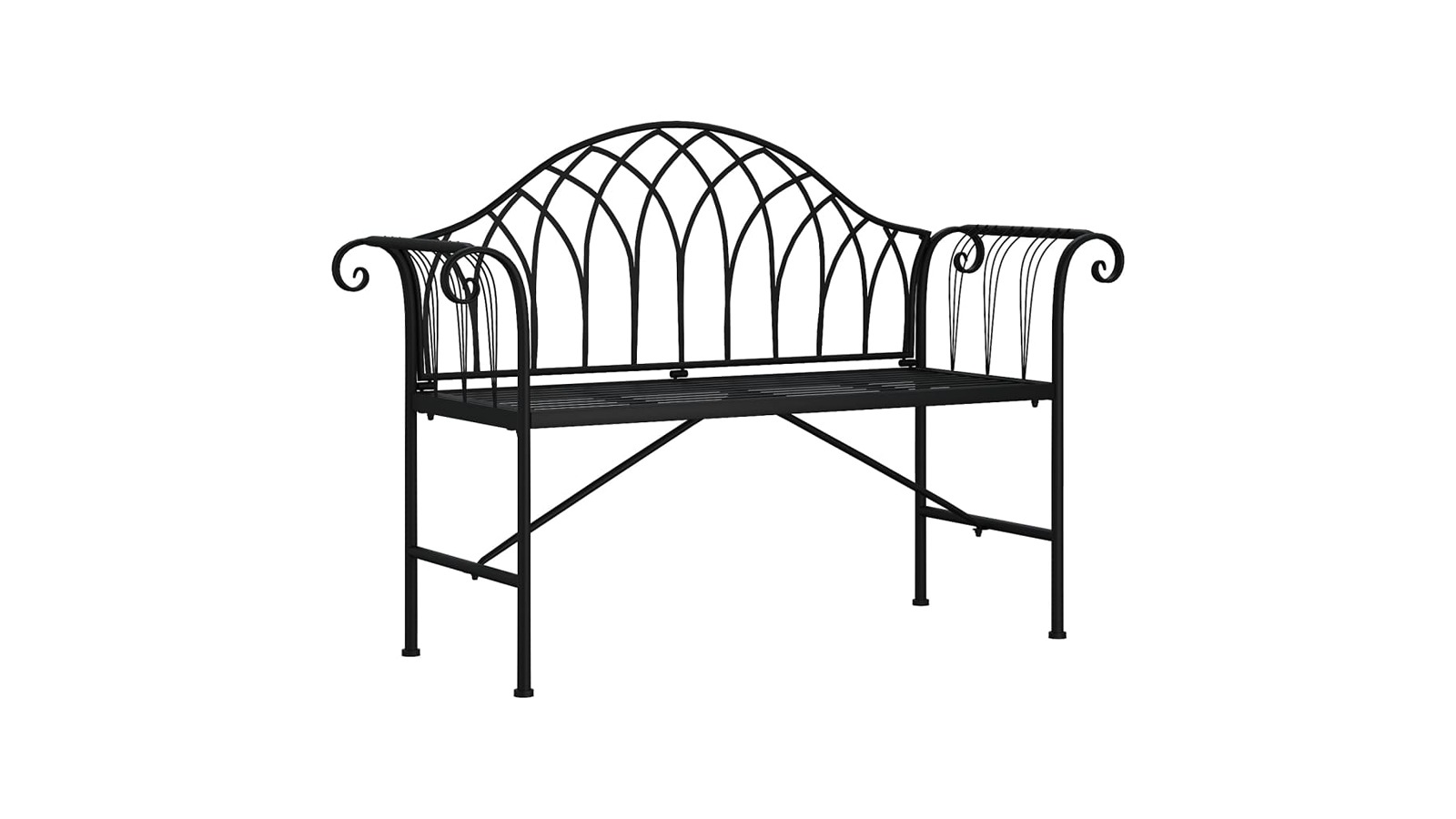 vidaXL 2-Seater Black Steel 128cm Garden Bench