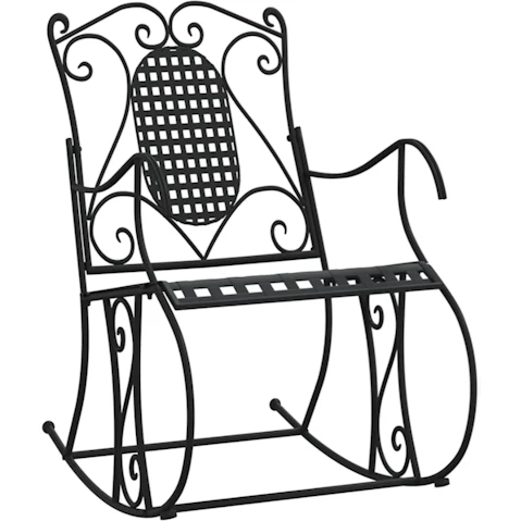 vidaXL Black Steel 84cm Rocking Bench