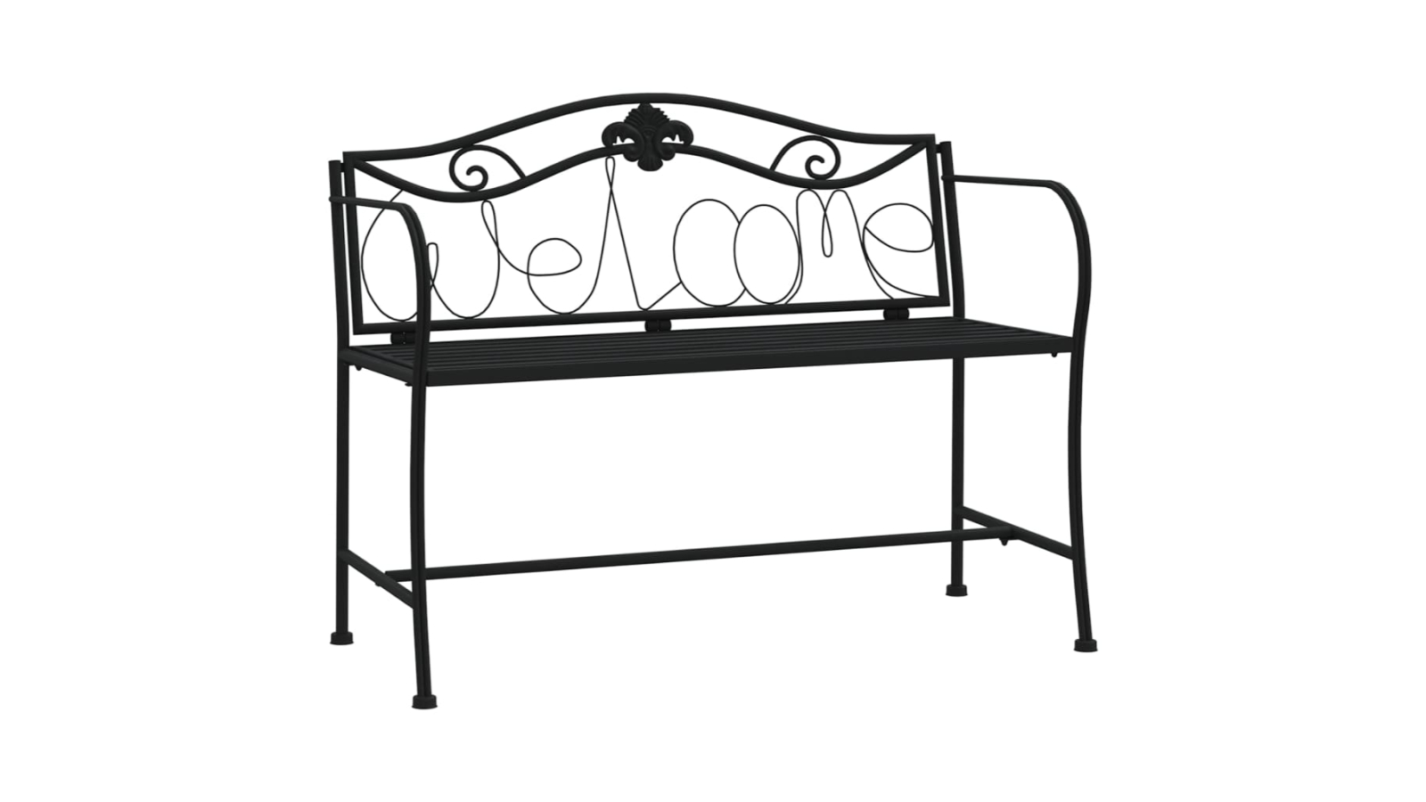 vidaXL 2-Seater Black Steel 104cm Garden Bench