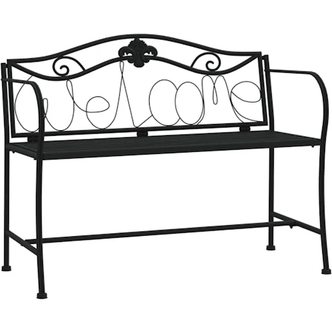 vidaXL 2-Seater Black Steel 104cm Garden Bench