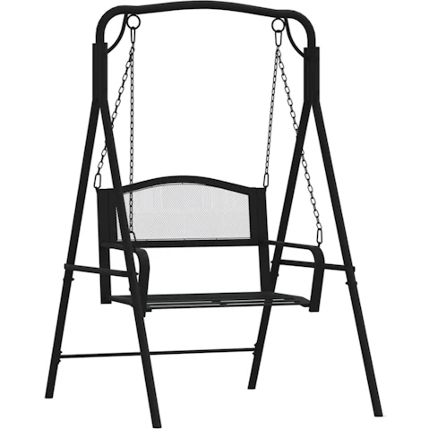 vidaXL Black Steel 124cm Swing Bench