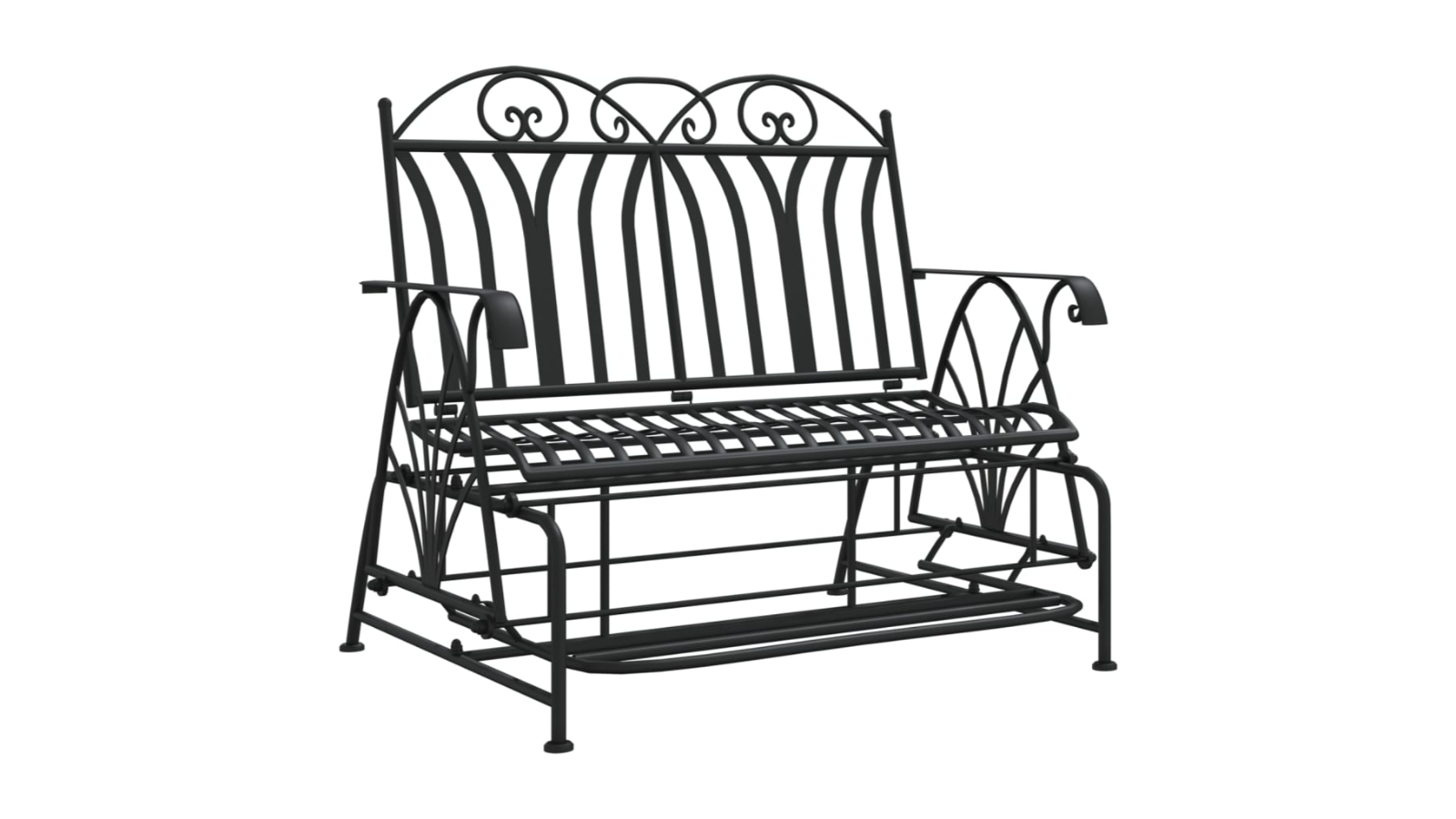 vidaXL 2-Seater Black Steel Glider 114cm Bench