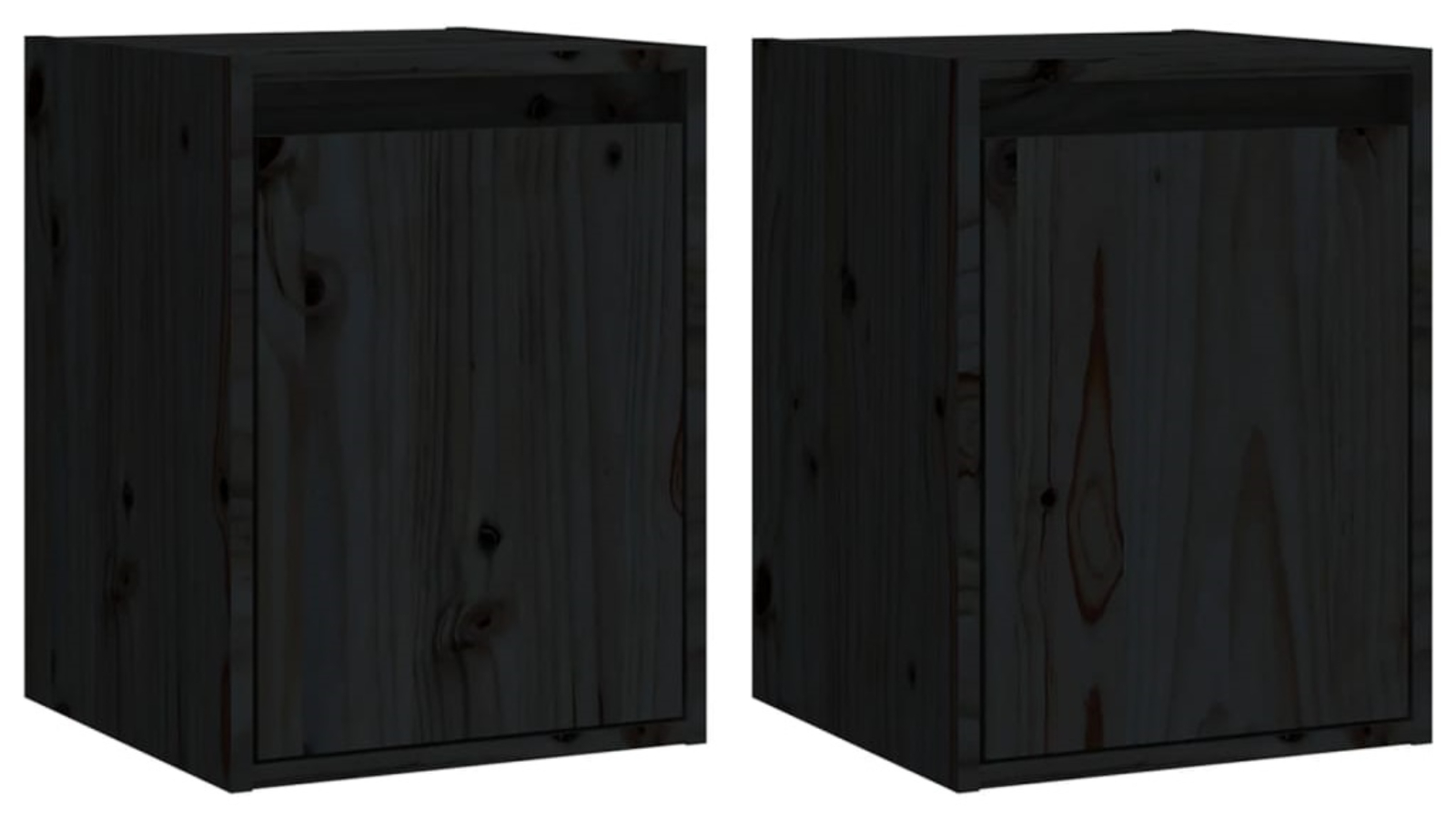 vidaXL 2 Piece Black 30 x 30 x 40cm Solid Pinewood Wall Cabinet