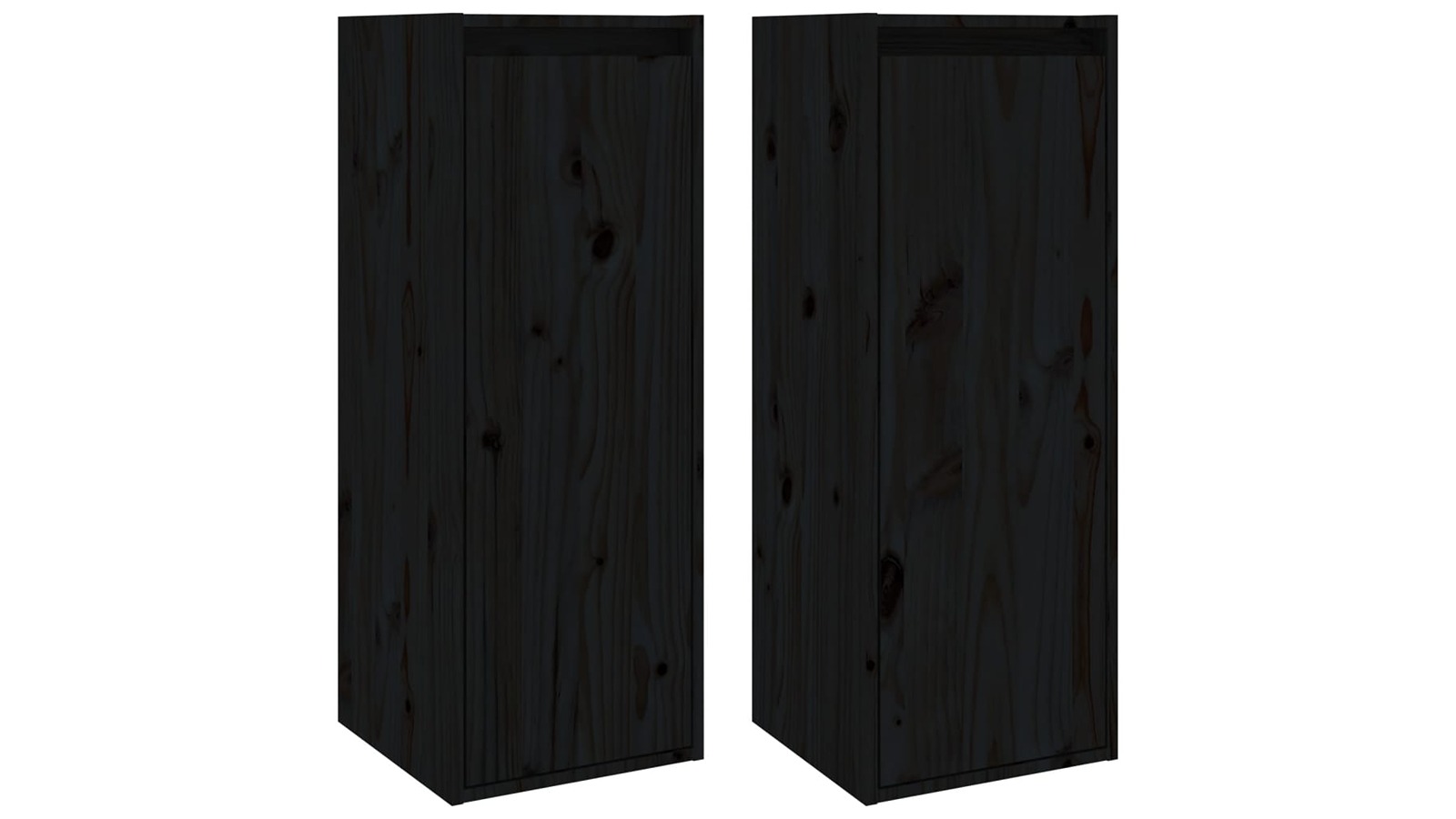 vidaXL 2 Piece Black Solid Pine Wood 30 x 30 x 80cm Wall Cabinet