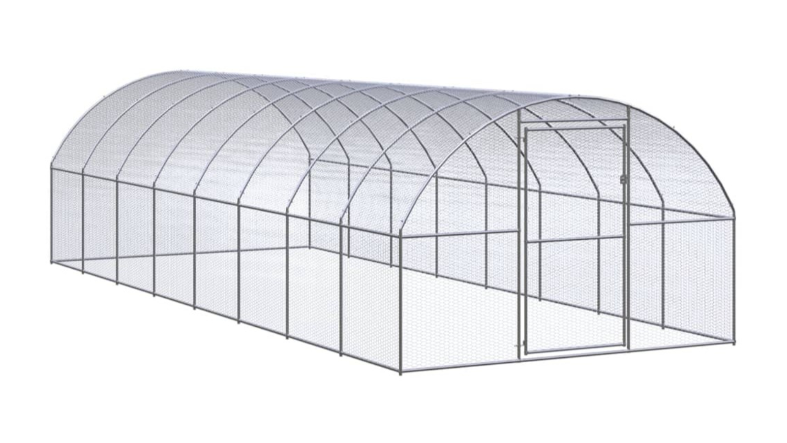 vidaXL Galvanised Steel Outdoor Chicken Coop - 3 x 8 x 2metre