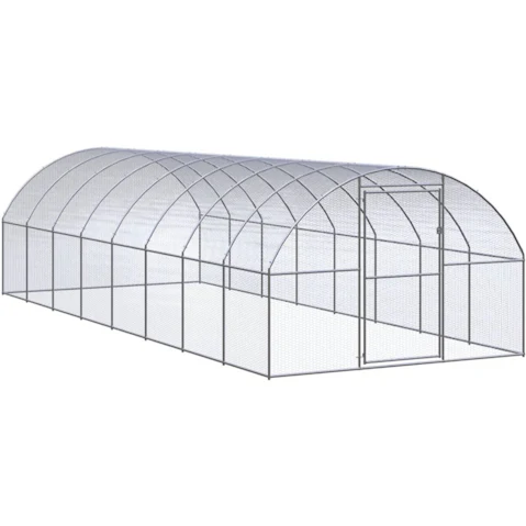 vidaXL Galvanised Steel Outdoor Chicken Coop - 3 x 8 x 2metre